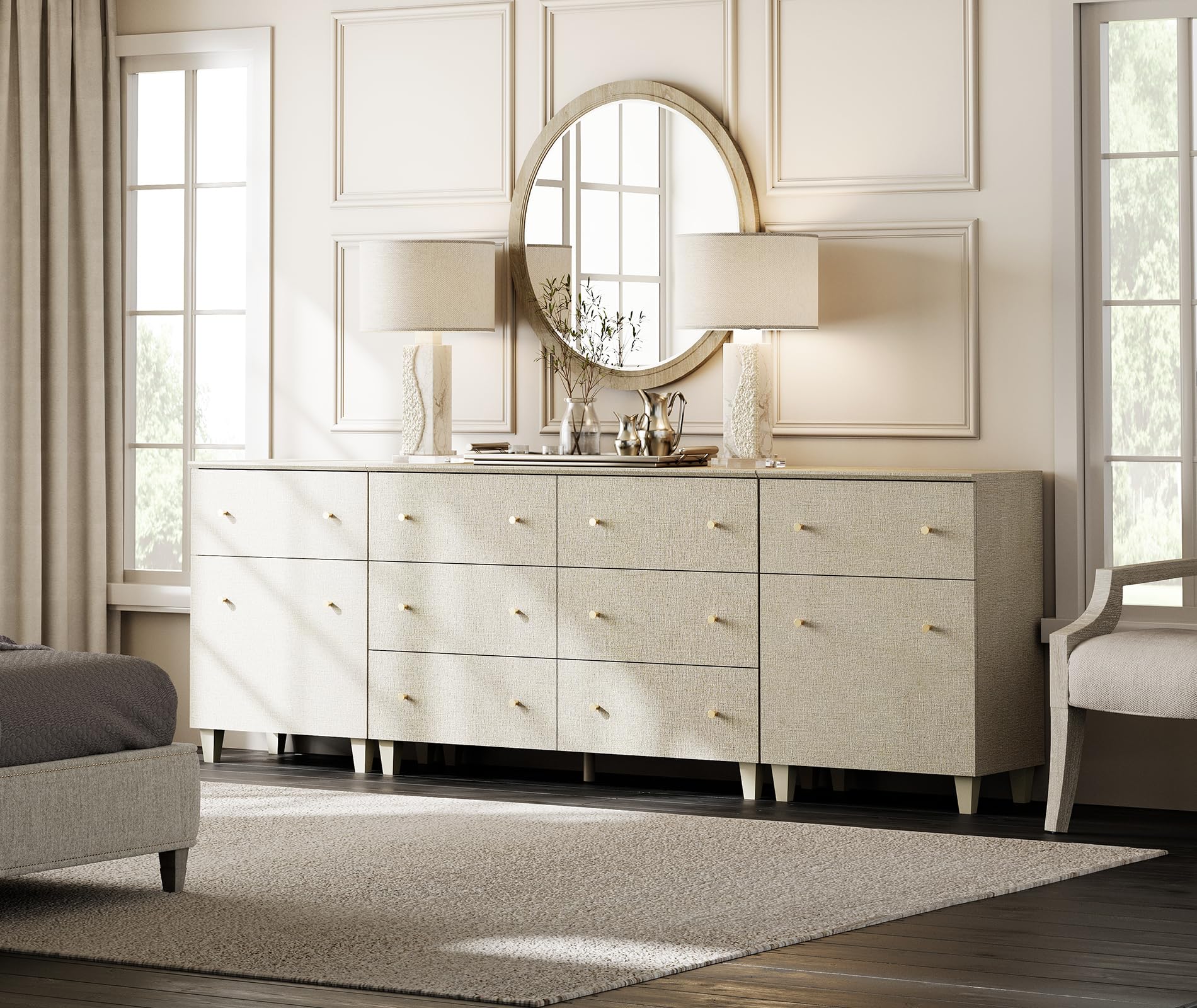 送料無料】Vertical 12 Drawer Chest - BEIGE 送料無料】Vertical 12 Drawer Chest - BEIGE